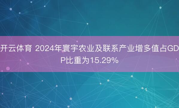 开云体育 2024年寰宇农业及联系产业增多值占GDP比重为15.29%