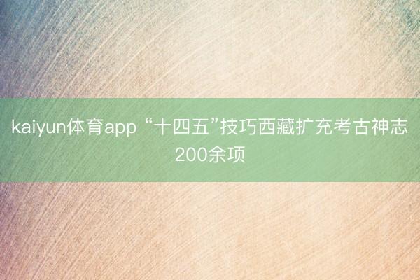 kaiyun体育app “十四五”技巧西藏扩充考古神志200余项