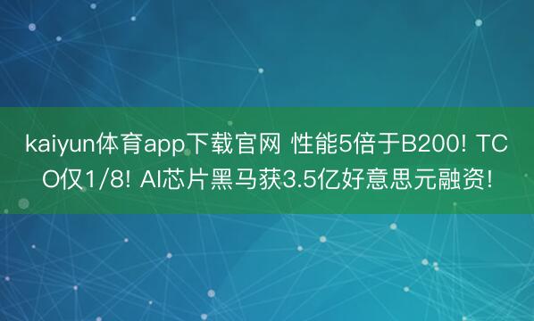 kaiyun体育app下载官网 性能5倍于B200! TCO仅1/8! AI芯片黑马获3.5亿好意思元融资!