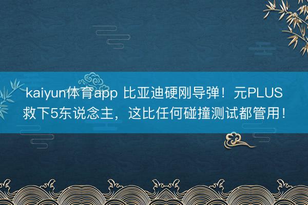 kaiyun体育app 比亚迪硬刚导弹！元PLUS救下5东说念主，这比任何碰撞测试都管用！
