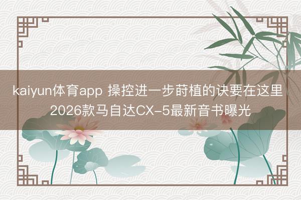 kaiyun体育app 操控进一步莳植的诀要在这里 2026款马自达CX-5最新音书曝光
