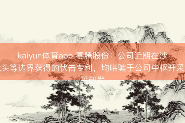 kaiyun体育app 赛腾股份：公司近期在沙姆镜头等边界获得的伏击专利，均哄骗于公司中枢开采研发