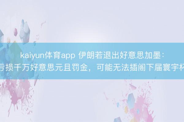 kaiyun体育app 伊朗若退出好意思加墨：亏损千万好意思元且罚金，可能无法插阁下届寰宇杯