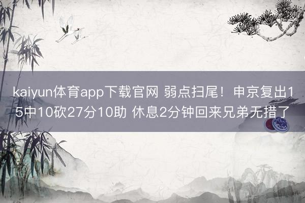 kaiyun体育app下载官网 弱点扫尾！申京复出15中10砍27分10助 休息2分钟回来兄弟无措了