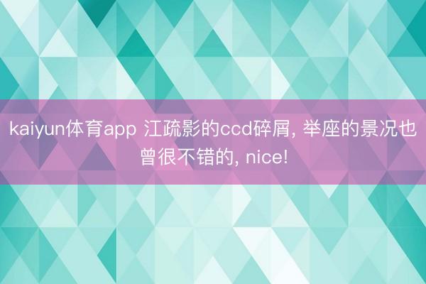 kaiyun体育app 江疏影的ccd碎屑, 举座的景况也曾很不错的, nice!