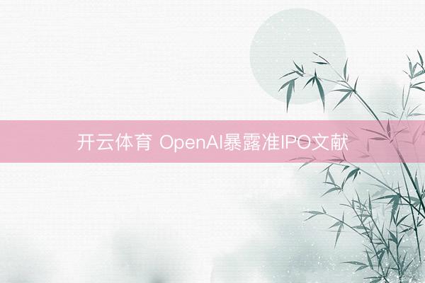 开云体育 OpenAI暴露准IPO文献