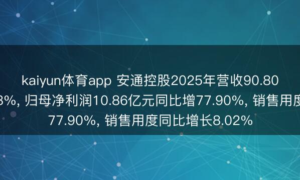 kaiyun体育app 安通控股2025年营收90.80亿元同比增20.28%, 归母净利润10.86亿元同比增77.90%, 销售用度同比增长8.02%