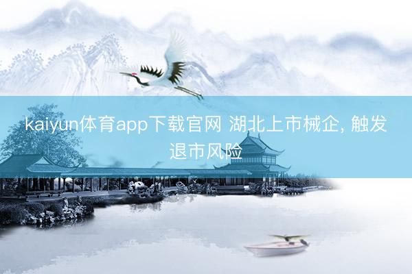 kaiyun体育app下载官网 湖北上市械企, 触发退市风险