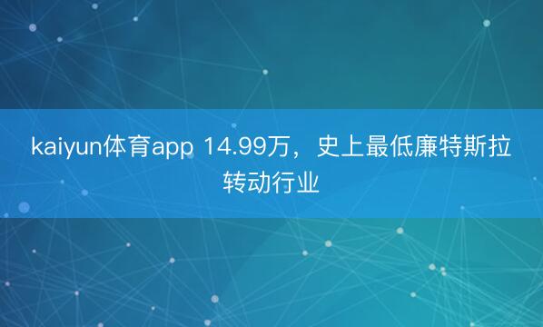 kaiyun体育app 14.99万，史上最低廉特斯拉转动行业