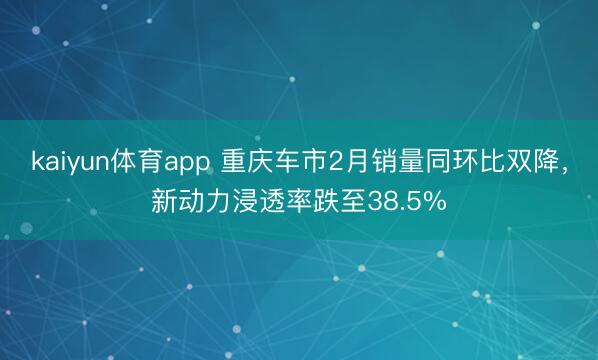 kaiyun体育app 重庆车市2月销量同环比双降，新动力浸透率跌至38.5%