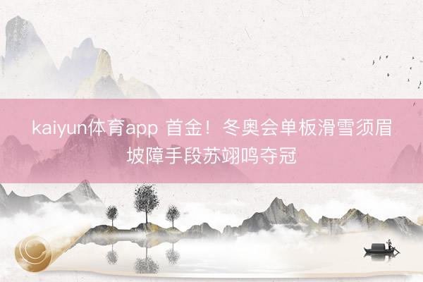 kaiyun体育app 首金！冬奥会单板滑雪须眉坡障手段苏翊鸣夺冠