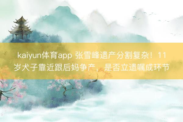 kaiyun体育app 张雪峰遗产分割复杂！11岁犬子靠近跟后妈争产，是否立遗嘱成环节