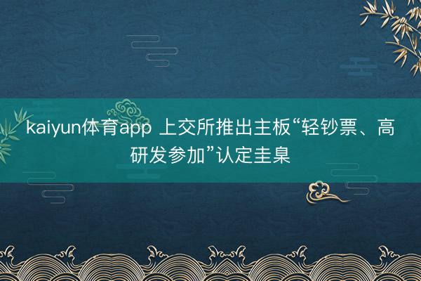 kaiyun体育app 上交所推出主板“轻钞票、高研发参加”认定圭臬