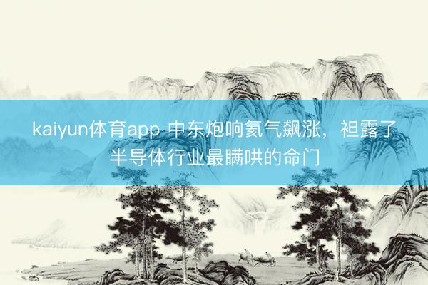 kaiyun体育app 中东炮响氦气飙涨，袒露了半导体行业最瞒哄的命门