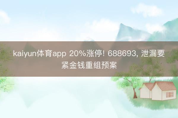 kaiyun体育app 20%涨停! 688693, 泄漏要紧金钱重组预案