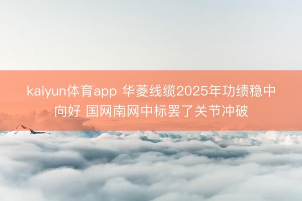 kaiyun体育app 华菱线缆2025年功绩稳中向好 国网南网中标罢了关节冲破