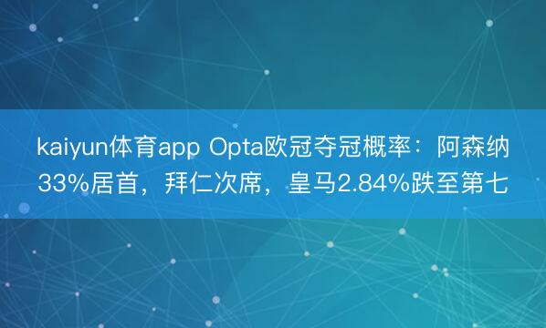 kaiyun体育app Opta欧冠夺冠概率：阿森纳33%居首，拜仁次席，皇马2.84%跌至第七