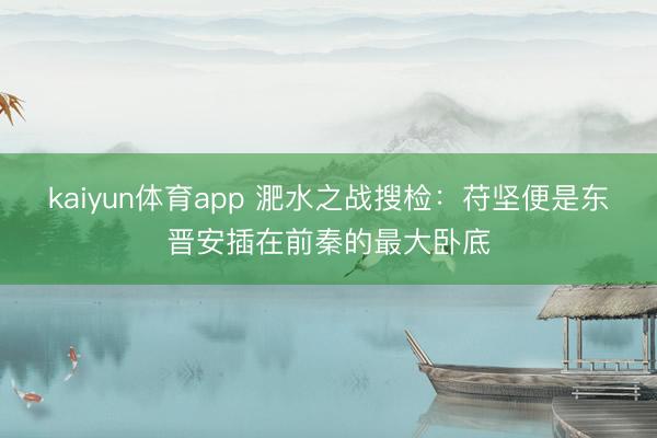kaiyun体育app 淝水之战搜检：苻坚便是东晋安插在前秦的最大卧底
