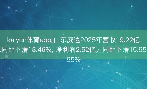 kaiyun体育app 山东威达2025年营收19.22亿元同比下滑13.46%， 净利润2.52亿元同比下滑15.95%