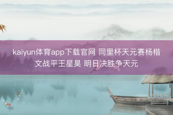 kaiyun体育app下载官网 同里杯天元赛杨楷文战平王星昊 明日决胜争天元