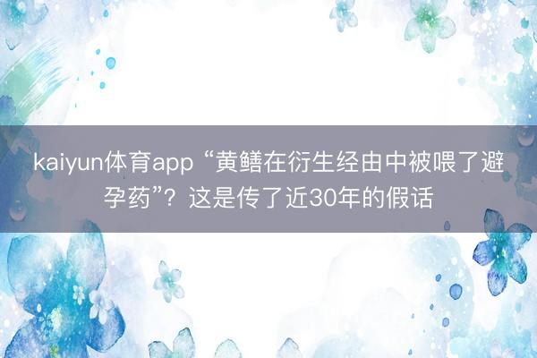kaiyun体育app “黄鳝在衍生经由中被喂了避孕药”？这是传了近30年的假话