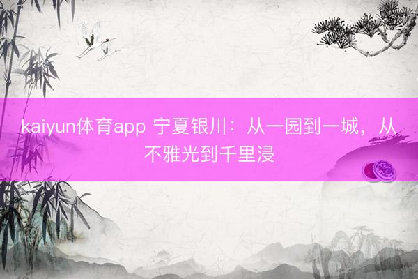 kaiyun体育app 宁夏银川：从一园到一城，从不雅光到千里浸