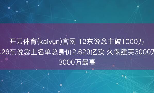 开云体育(kaiyun)官网 12东说念主破1000万! 日本26东说念主名单总身价2.629亿欧 久保建英3000万最高