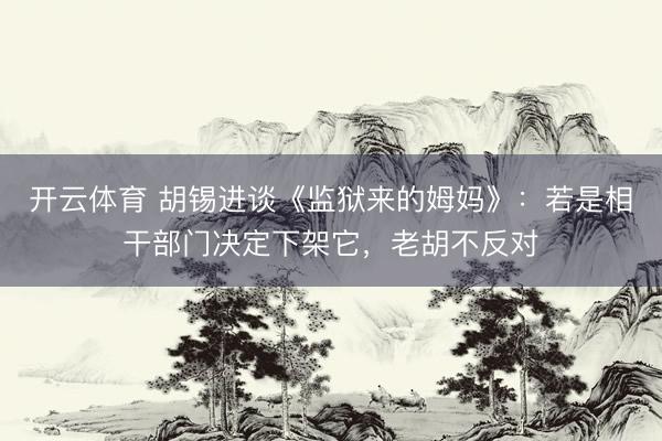 开云体育 胡锡进谈《监狱来的姆妈》：若是相干部门决定下架它，老胡不反对