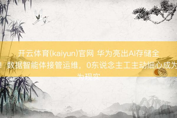 开云体育(kaiyun)官网 华为亮出AI存储全家桶！数据智能体接管运维，0东说念主工主动细心成为现实