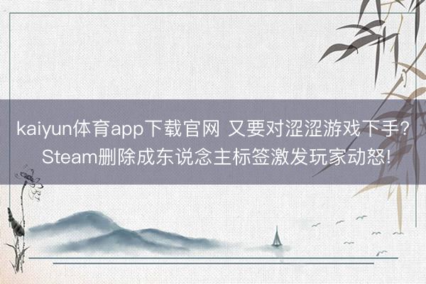 kaiyun体育app下载官网 又要对涩涩游戏下手? Steam删除成东说念主标签激发玩家动怒!