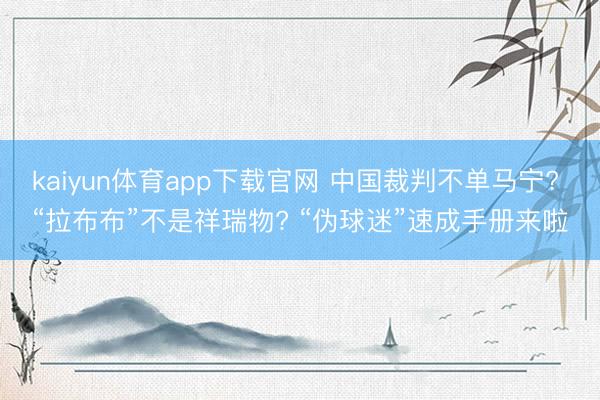 kaiyun体育app下载官网 中国裁判不单马宁? “拉布布”不是祥瑞物? “伪球迷”速成手册来啦
